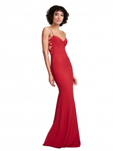 Affordable Mermaid Spaghetti Straps Stretch Crepe Long Red Evening Dress Canada