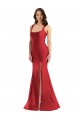 Affordable Mermaid Square Neck Silky Satin Long Red Formal Plus Size Evening Dress Canada