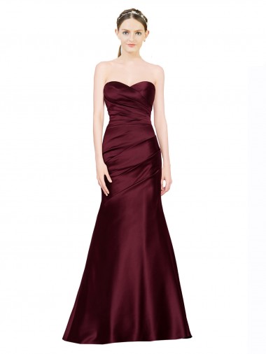 Affordable Mermaid Sweetheart Satin Long Burgundy Formal Evening Dress Canada
