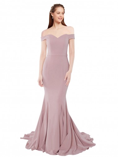 Affordable Mermaid Sweetheart Stretch Crepe Sweep Train Dusty Pink Evening Dress Canada