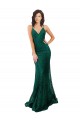Affordable Mermaid V-Neck Lace Long Dark Green Black Tie Evening Dress Canada