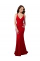 Affordable Mermaid V-Neck Lace Long Red Formal Evening Dress Canada