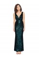 Affordable Mermaid V-Neck Sequin Long Dark Green Evening Dress Canada