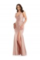 Affordable Mermaid V-Neck Silky Satin Long Dusty Pink Formal Plus Size Evening Dress Canada