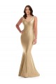 Affordable Mermaid V-Neck Silky Satin Long Soft Gold Formal Plus Size Evening Dress Canada