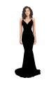 Affordable Mermaid V-Neck Spandex Long Black Formal Evening Dress Canada