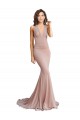 Affordable Mermaid V-Neck Spandex Long Dusty Pink Formal Evening Dress Canada