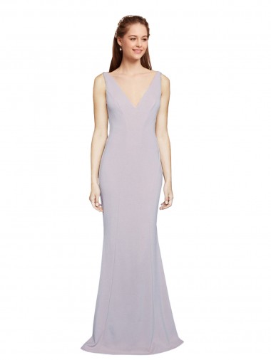 Affordable Mermaid V-Neck Stretch Crepe Long Arctic Lilac Formal Evening Dress Canada