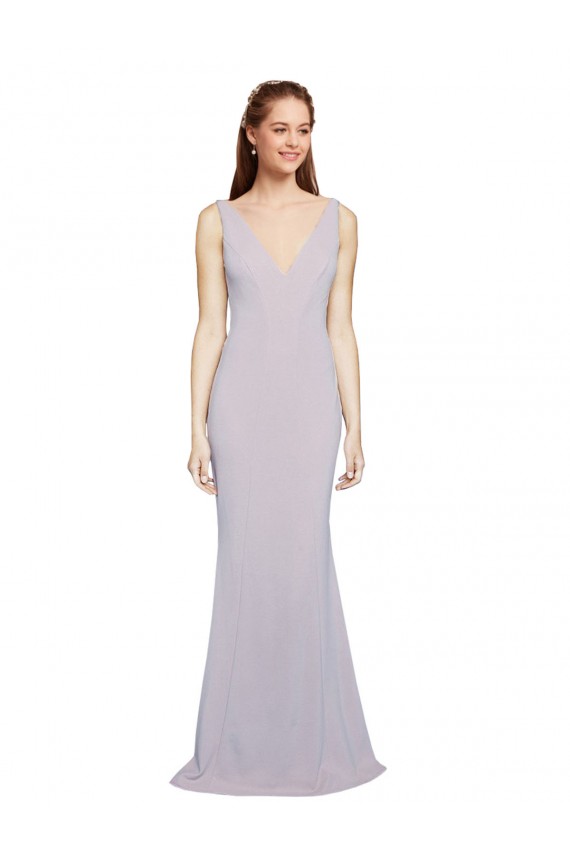 Affordable Mermaid V-Neck Stretch Crepe Long Arctic Lilac Formal Evening Dress Canada