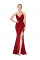 Affordable Mermaid V-Neck Stretch Crepe Long Burgundy Formal Evening Dress Canada