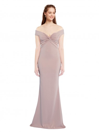 Affordable Mermaid V-Neck Stretch Crepe Long Dusty Pink Formal Evening Dress Canada