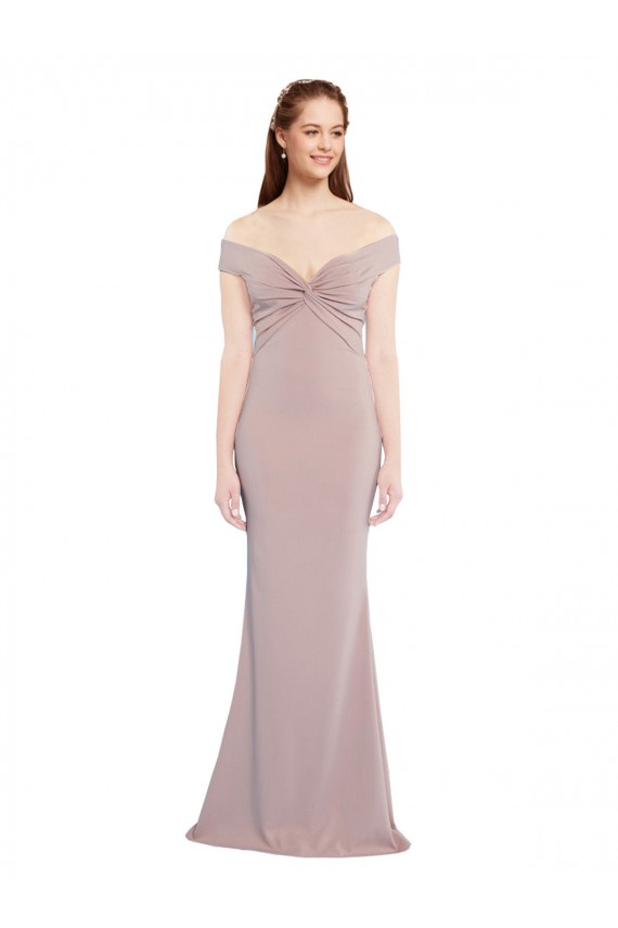 Affordable Mermaid V-Neck Stretch Crepe Long Dusty Pink Formal Evening Dress Canada