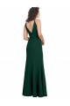 Affordable A-Line V-Neck Stretch Crepe Long Midnight Green Formal Dress Canada