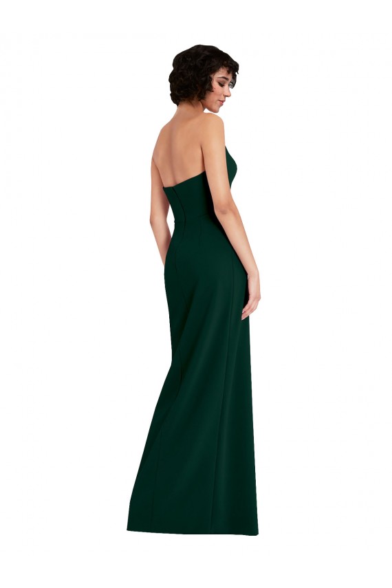 Affordable Sheath Strapless Stretch Crepe Long Midnight Green Formal Evening Dress Canada