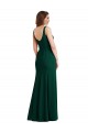 Affordable Trumpet Square Neck Stretch Crepe Long Midnight Green Semi Formal Evening Dress Canada