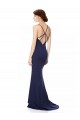 Affordable Mermaid High Neck Stretch Crepe Long Navy Blue Formal Evening Dress Canada