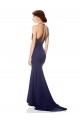 Affordable Mermaid High Neck Stretch Crepe Long Navy Blue Evening Dress Canada