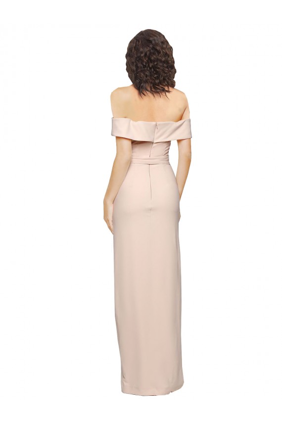 Affordable Mermaid Off the Shoulder Stretch Crepe Long Nude Formal Evening Dress Canada