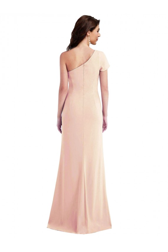 Affordable Trumpet One Shoulder Stretch Crepe Long Nude Formal Evening Dress Canada