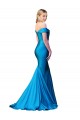 Affordable Mermaid High Neck Satin Long Peacock Blue Formal Evening Dress Canada