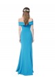 Affordable Sheath Off the Shoulder Stretch Crepe Long Peacock Blue Formal Evening Dress Canada