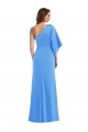 Affordable Trumpet One Shoulder Stretch Crepe Long Peacock Blue Semi Formal Evening Dress Canada