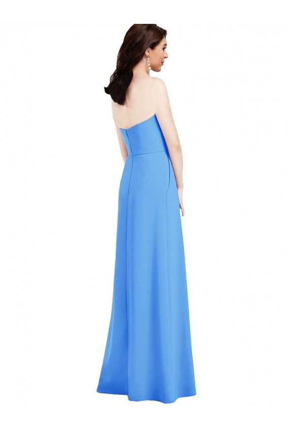 Affordable Trumpet Strapless Stretch Crepe Long Peacock Blue Semi Formal Evening Dress Canada