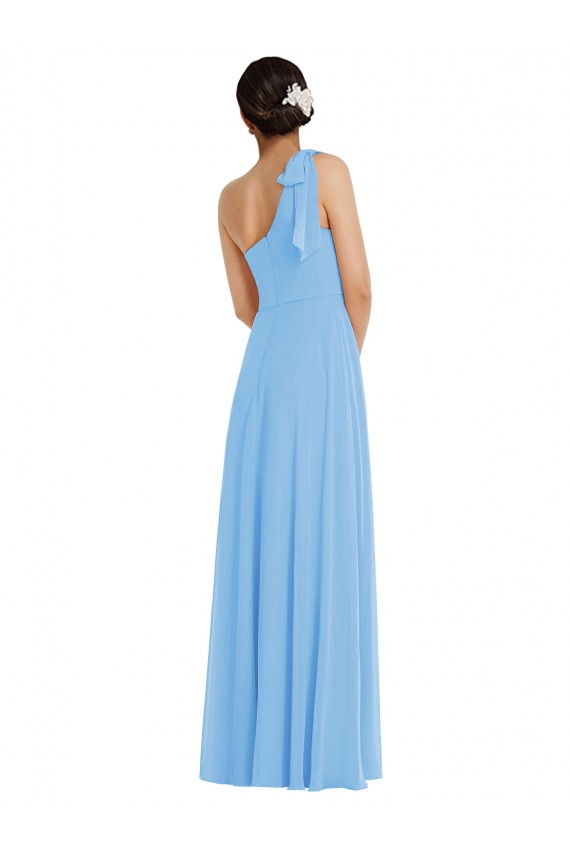 Affordable Trumpet One Shoulder Soft Chiffon Long Periwinkle Semi Formal Evening Dress Canada