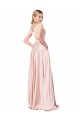 Affordable A-Line High Neck Satin Long Pink Formal Evening Dress Canada