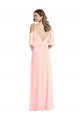 Affordable A-Line V-Neck Soft Chiffon Long Pink Semi Formal Evening Dress Canada