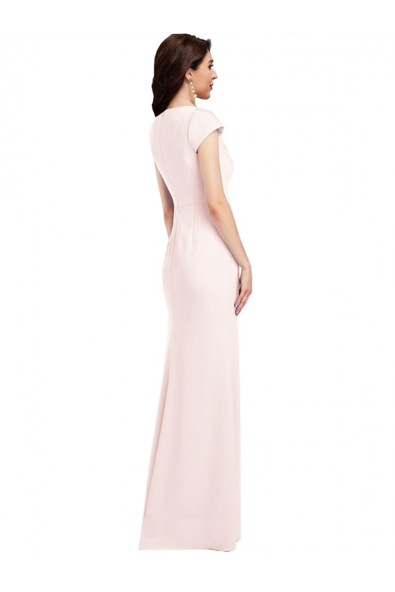 Affordable A-Line V-Neck Stretch Crepe Long Pink Formal Evening Dress Canada