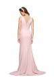 Affordable A-Line V-Neck Stretch Crepe Sweep Train Pink Black Tie Evening Dress Canada