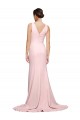 Affordable A-Line V-Neck Stretch Crepe Sweep Train Pink Semi Formal Evening Dress Canada
