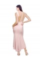 Affordable Sheath High Neck Stretch Crepe Midi Length Pink High Low Evening Dress Canada