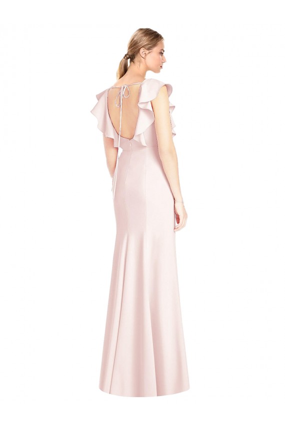 Affordable Trumpet Bateau Neck Stretch Crepe Long Pink Formal Dress Canada