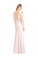Affordable Trumpet Bateau Neck Stretch Crepe Long Pink Formal Dress Canada