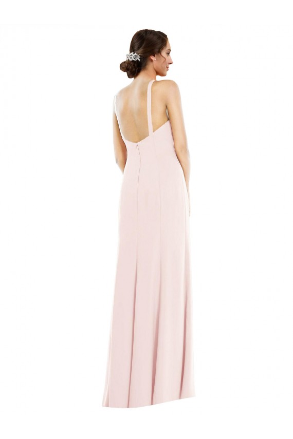 Affordable Trumpet Halter Neck Stretch Crepe Long Pink Formal Evening Dress Canada