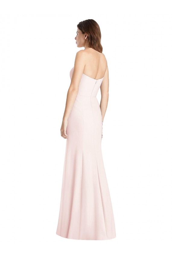 Affordable Trumpet Strapless Stretch Crepe Long Pink Semi Formal Evening Dress Canada