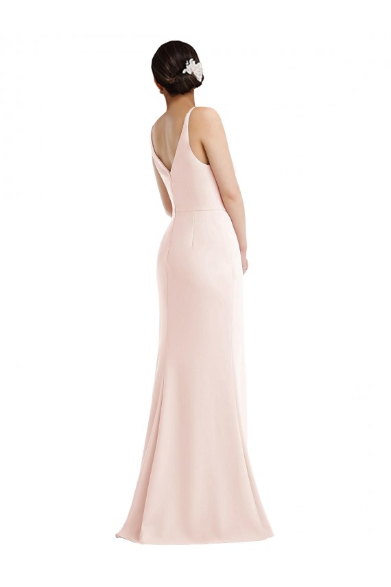 Affordable Trumpet V-Neck Stretch Crepe Long Pink Formal Evening Dress Canada