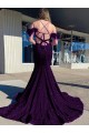 Affordable Sheath V-Neck Velvet Sequins Court Train Plum Purple Velvet Sequin Evening Dress Canada