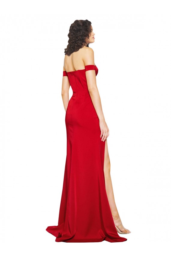 Affordable A-Line Sweetheart Silky Satin Long Red Formal Evening Dress Canada