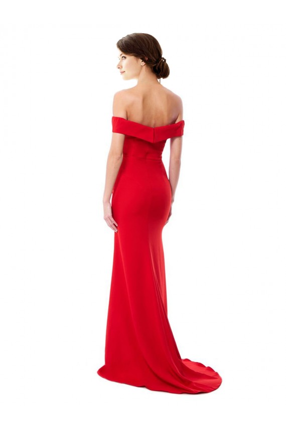 Affordable A-Line High Neck Stretch Crepe Long Red Evening Dress Canada
