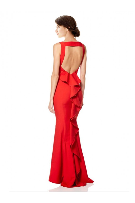 Affordable Mermaid High Neck Stretch Crepe Long Red Evening Dress Canada