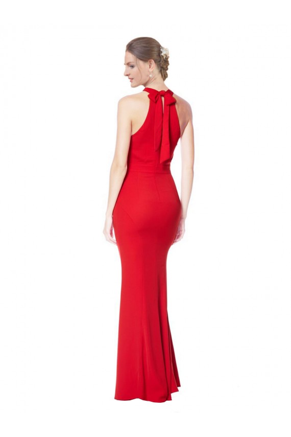 Affordable Mermaid High Neck Stretch Crepe Long Red Prom Dress Canada