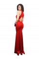 Affordable Mermaid Halter Neck Stretch Satin Long Red Formal Evening Dress Canada