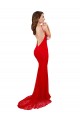 Affordable Mermaid High Neck Lace Long Red Formal Evening Dress Canada
