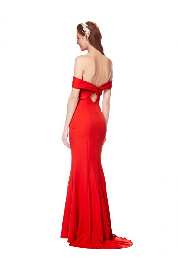Affordable Mermaid High Neck Stretch Crepe Long Red Evening Gown Canada