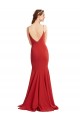 Affordable Mermaid V-Neck Stretch Crepe Long Red Formal Evening Dress Canada