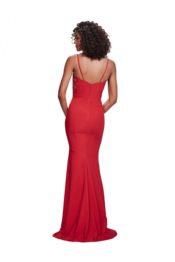 Affordable Mermaid Spaghetti Straps Stretch Crepe Long Red Evening Dress Canada