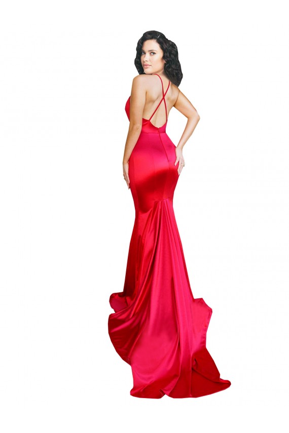 Affordable Mermaid Sweetheart Stretch Satin Long Red Formal Evening Dress Canada